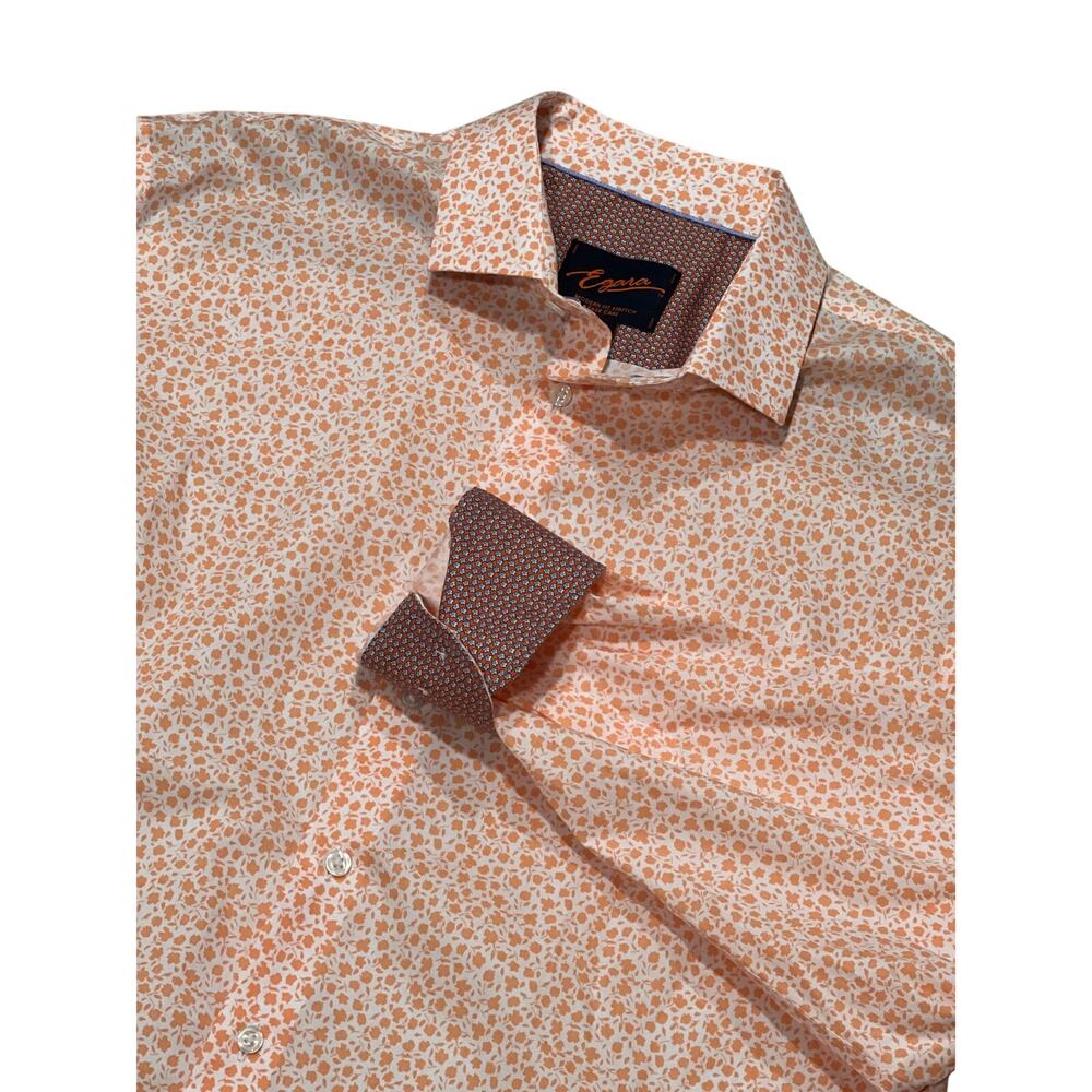 Egara, Buttondown Shirt, Orange and White, Size XL, 1475M